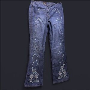 I.N.C vintage white and blue beaded jeans